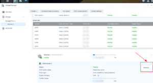 Synology cache drive removal